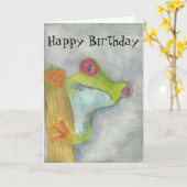 Schattige Tree Frog Happy Birthday Kaart (Gele Bloem)