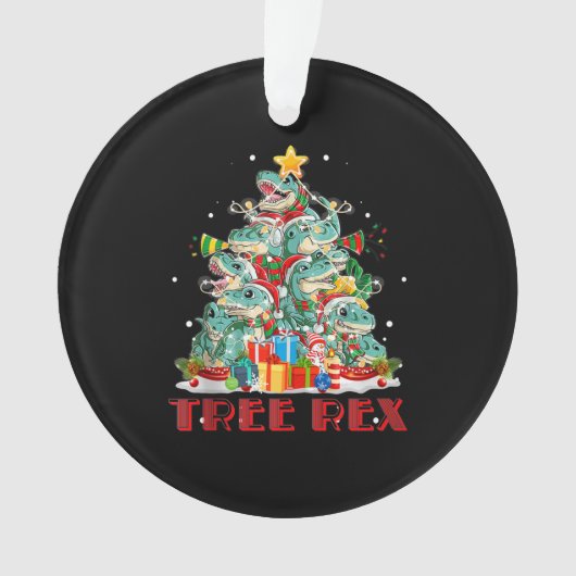 Schattige Tree Rex T Rex Dinosaurus Kerstboom Lich Ornament (voorkant)