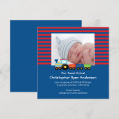 Schattige Treinen Baby Jongen Foto Aankondiging (Voorkant / Achterkant)