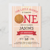 Schattige Trendy Basketbalveld & Lint 1e Verjaarda Kaart (Voorkant)