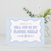 Schattige Trendy Blue gepersonaliseerd Bloemenmeis Kaart (Staand voorkant)