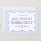 Schattige Trendy Blue gepersonaliseerd Bloemenmeis Kaart (Voorkant)