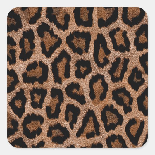 Schattige Trendy Faux Fur Dier Luipaard Print Patt Vierkante Sticker (Voorkant)