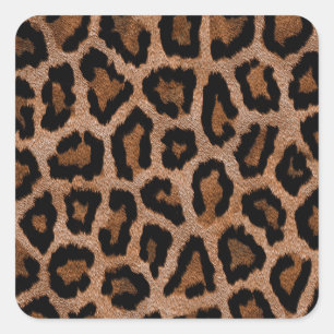 Schattige Trendy Faux Fur Dier Luipaard Print Patt Vierkante Sticker