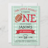 Schattige Trendy Football Field & Lint 1e Verjaard Kaart (Voorkant)