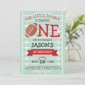 Schattige Trendy Football Field & Lint 1e Verjaard Kaart (Staand voorkant)