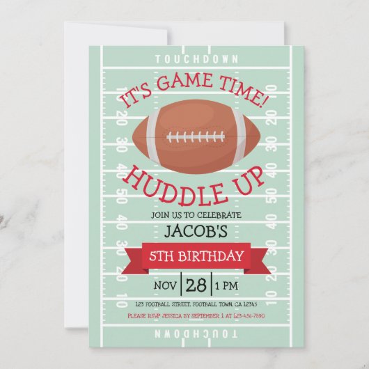 Schattige Trendy Football Field & Lint Verjaardag Kaart (Voorkant)