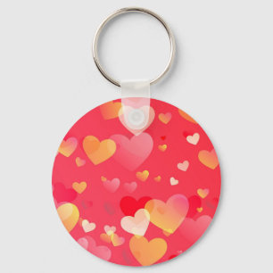 Schattige trendy geel roze rood hart patroon sleutelhanger