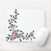 Schattige Trendy Girly Flower Vine Pink Gem Crysta Muismat (Met muis)