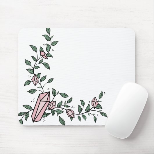 Schattige Trendy Girly Flower Vine Pink Gem Crysta Muismat (Met muis)