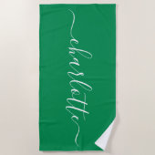Schattige Trendy Kellygroene Script Naam Persoonli Strandlaken (Voorkant)