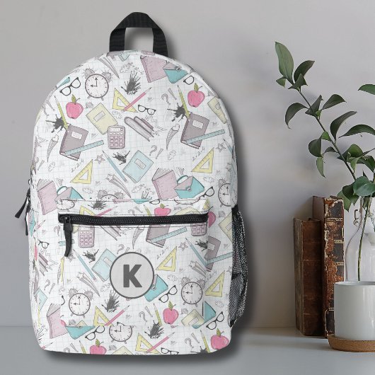 Schattige trendy leraar school patroon monogram bedrukte rugzak