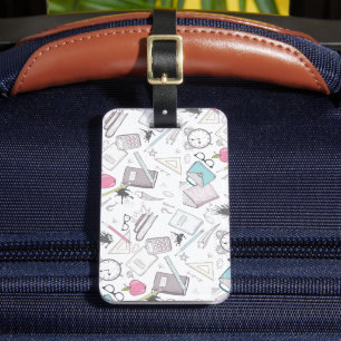 Schattige trendy lerarenschoolpatroon bagagelabel