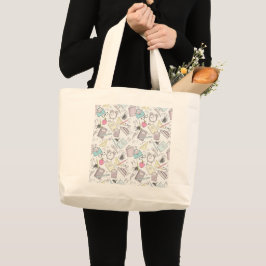 Schattige trendy lerarenschoolpatroon grote tote bag
