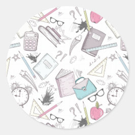 Schattige trendy lerarenschoolpatroon ronde sticker