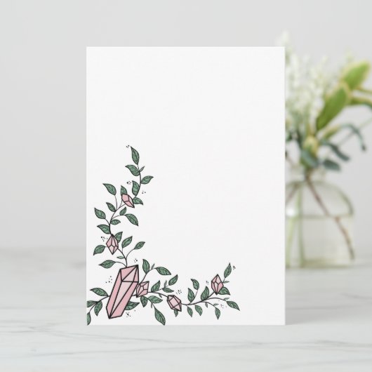 Schattige trendy meisjesachtige bloem wijnstok roz kaart (Staand voorkant)