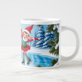 Schattige trendy modern grappig vrolijk kerstfeest grote koffiekop (Rechts)