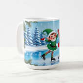 Schattige trendy modern grappig vrolijk kerstfeest koffiemok (Voorkant links)