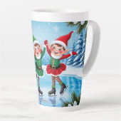 Schattige trendy modern grappig vrolijk kerstfeest latte mok (Rechterhoek)