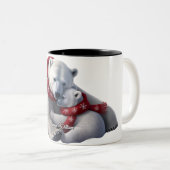 Schattige trendy modern grappig vrolijk kerstfeest tweekleurige koffiemok (Voorkant rechts)