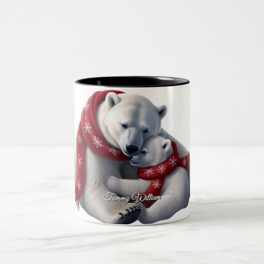 Schattige trendy modern grappig vrolijk kerstfeest tweekleurige koffiemok (Center)