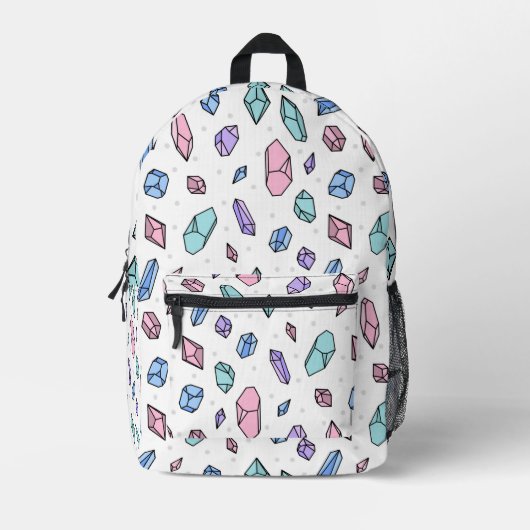 Schattige Trendy Pastel Edelstenen Pareltjes Krist Bedrukte Rugzak (Voorkant)