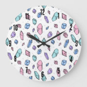 Schattige Trendy Pastel Edelstenen Pareltjes Krist Grote Klok (Voorkant)