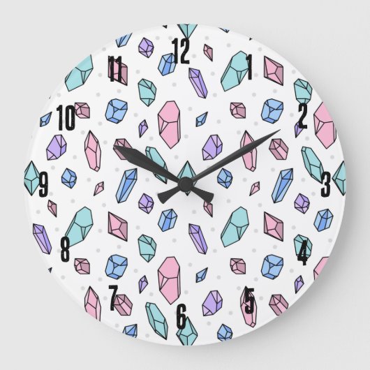 Schattige Trendy Pastel Edelstenen Pareltjes Krist Grote Klok (Voorkant)