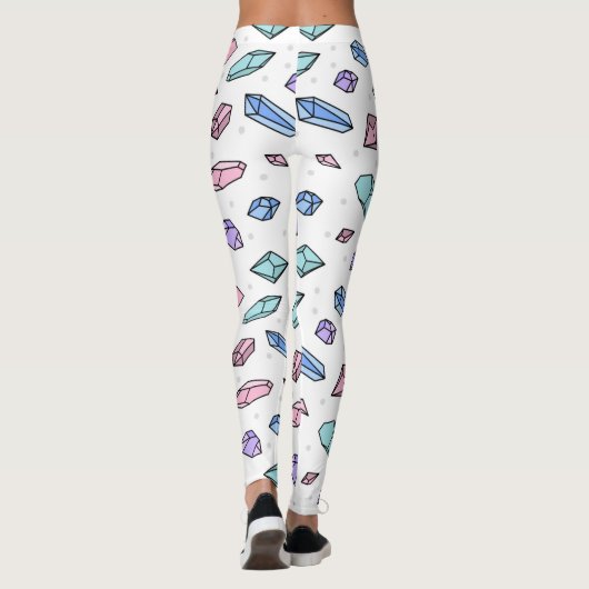 Schattige Trendy Pastel Edelstenen Pareltjes Krist Leggings (Achterkant)