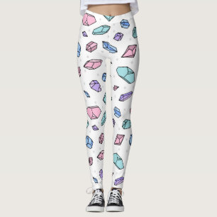 Schattige Trendy Pastel Edelstenen Pareltjes Krist Leggings