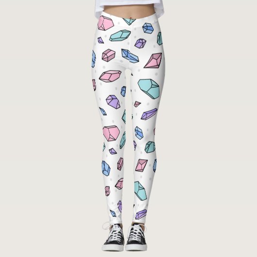 Schattige Trendy Pastel Edelstenen Pareltjes Krist Leggings (Voorkant)