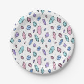 Schattige Trendy Pastel Edelstenen Pareltjes Krist Papieren Bordje (Voorkant)