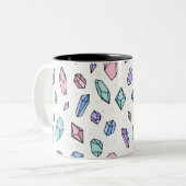 Schattige Trendy Pastel Edelstenen Pareltjes Krist Tweekleurige Koffiemok (Voorkant links)