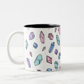 Schattige Trendy Pastel Edelstenen Pareltjes Krist Tweekleurige Koffiemok (Links)