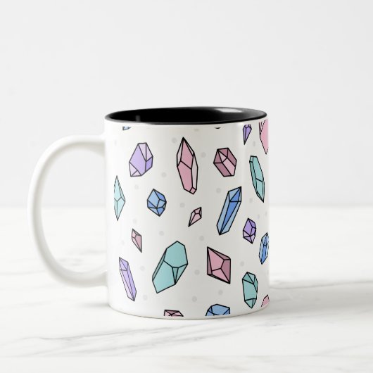 Schattige Trendy Pastel Edelstenen Pareltjes Krist Tweekleurige Koffiemok (Links)
