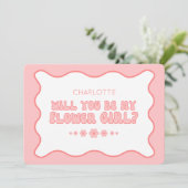 Schattige Trendy Roze Gepersonaliseerd Bloemenmeis Kaart (Staand voorkant)