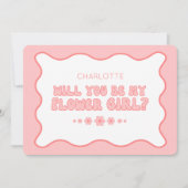 Schattige Trendy Roze Gepersonaliseerd Bloemenmeis Kaart (Voorkant)