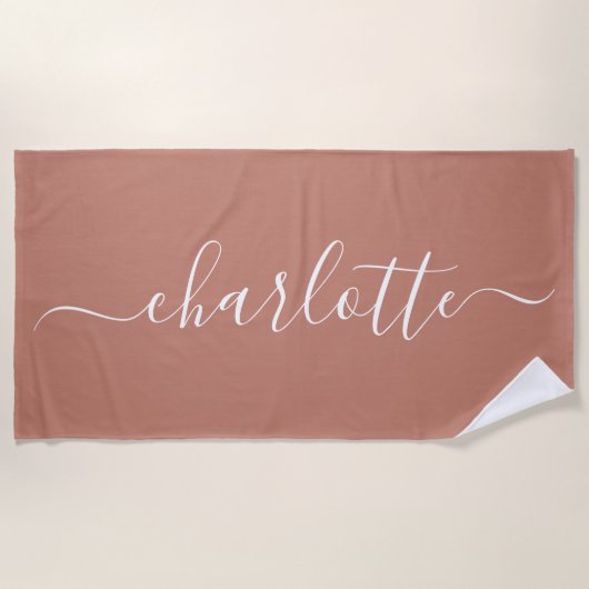 Schattige trendy script naam gepersonaliseerde ter strandlaken (Voorkant)