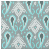 Schattige Trendy Turquoise Ikat Tribal Pattern Stof (Close Up)