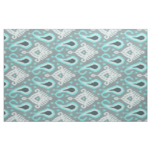  Schattige Trendy Turquoise Ikat Tribal Pattern Stof