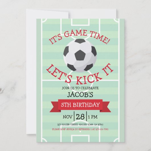 Schattige Trendy Voetbalveld & Lint Verjaardag Kaart (Voorkant)