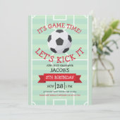 Schattige Trendy Voetbalveld & Lint Verjaardag Kaart (Staand voorkant)