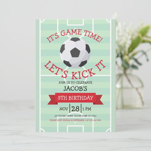 Schattige Trendy Voetbalveld & Lint Verjaardag Kaart (Staand voorkant)