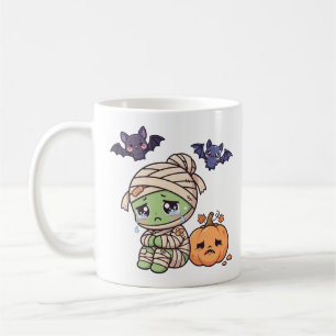 Schattige Treurige Mummie Pompoen Kawaii Halloween Koffiemok