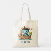 Schattige Trex Dinosaur Bootkapitein Tote Bag (Achterkant)