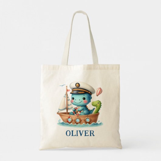 Schattige Trex Dinosaur Bootkapitein Tote Bag (Achterkant)