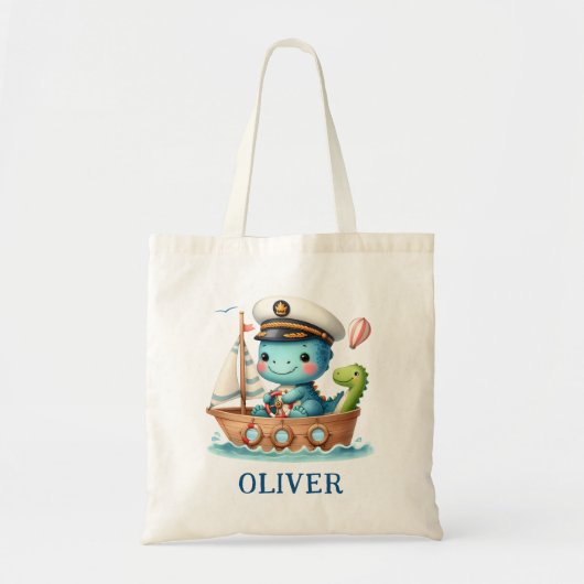 Schattige Trex Dinosaur Bootkapitein Tote Bag (Voorkant)