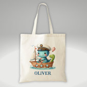 Schattige Trex Dinosaur Bootkapitein Tote Bag