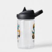 Schattige Trex Dinosaurus Bestuurt een Bouwmachine Waterfles (Links)