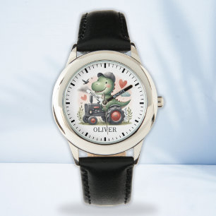 Schattige Trex Dinosaurus rijdt op een Tractor  Horloge
